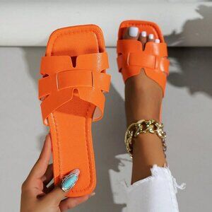 Orange Women's Textured Slippers sandal slides summer spring